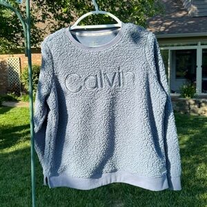 Calvin Klein~Women’s~Sherpa Sweat Shirt~Size S/CH~Light Blue~TC